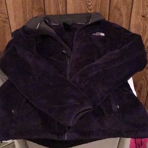 Purple fuzzy north face jacket